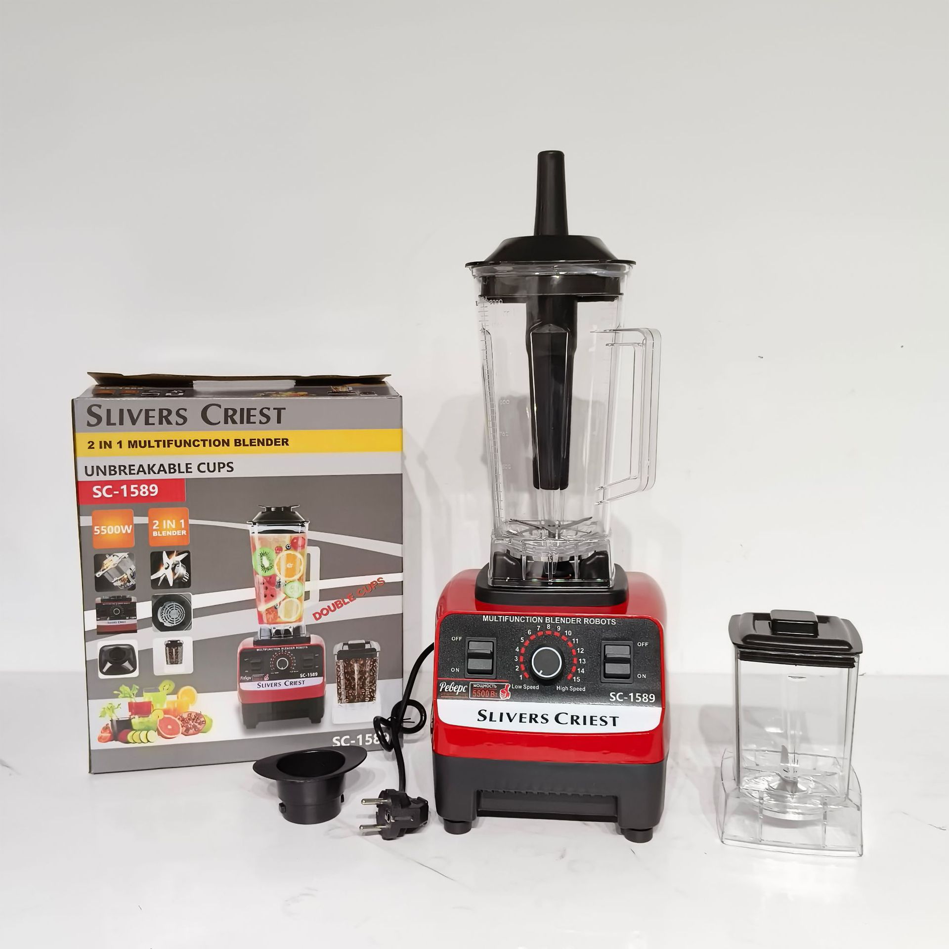 Cross-Border 2-In-1 Double-Cup Electric Multi-Functional Blender, Blender, Food Processor, Juicer, Multi-Purpose