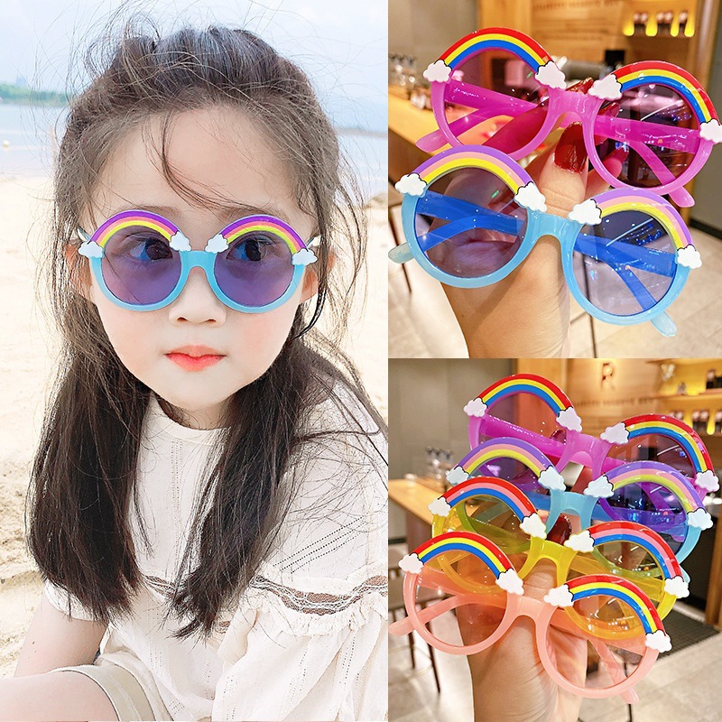The manufacturer's best-selling new children's sunglasses: cute baby cartoon rainbow frame sunglasses, personalized sunglasses for boys and girls
