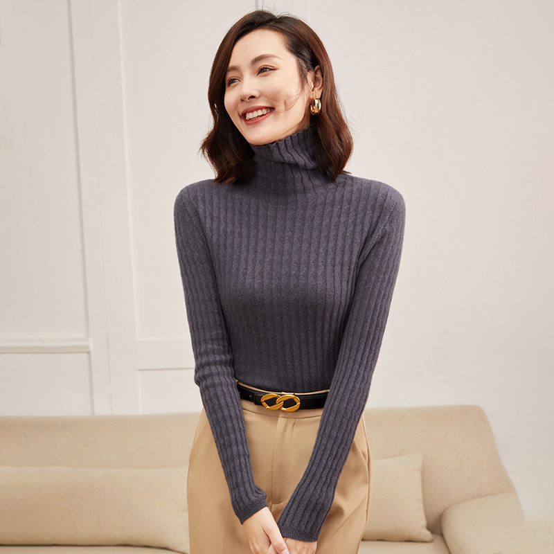 2024 Autumn And Winter New Women's Cashmere Sweater Women's Pile Pile Collar High-End Solid Color Warm Skin To Highlight The Body Temperament details Picture