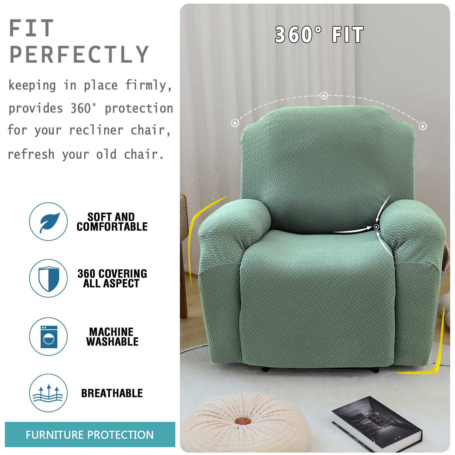 Cross Border T-Jacquard Knitted Elastic Combination Sofa Cover Split Function Chivas Protective Cover Specification drawing