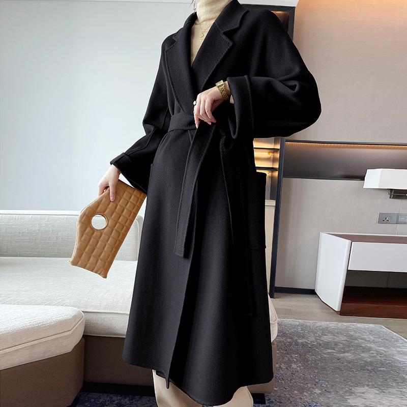 European Palace Grade 100 Pure Cashmere Loose Double-Sided Cashmere Coat Women's Mid-Length New Model For Autumn And Winter 2024 details Picture