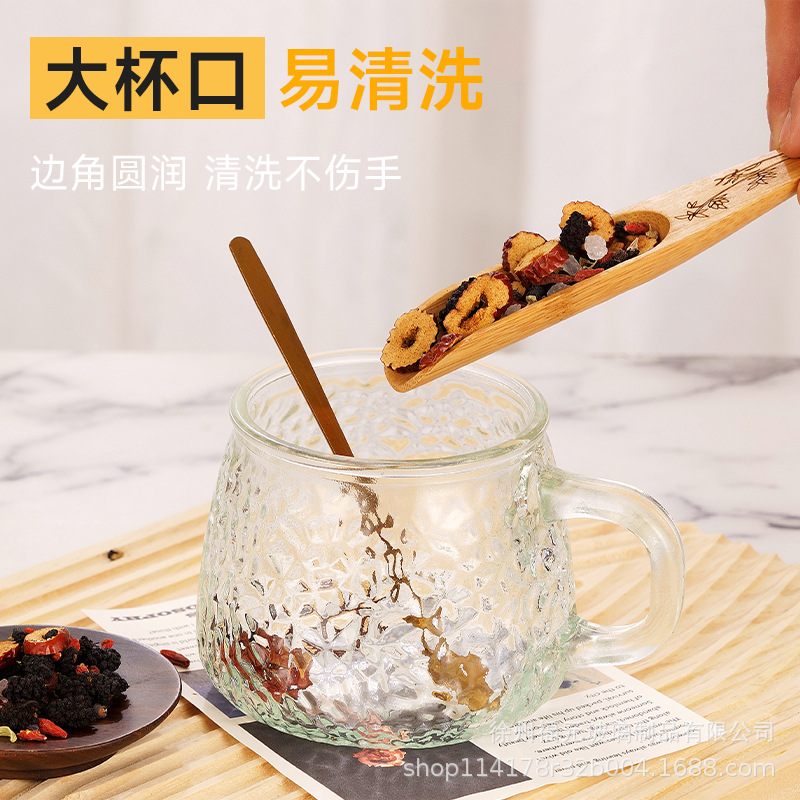 Creative Couple Glass Cup Ice Tea Cup Home Flower Tea Cup Pyrex Hammer Pattern Cup Ins Wholesale Application Scenario