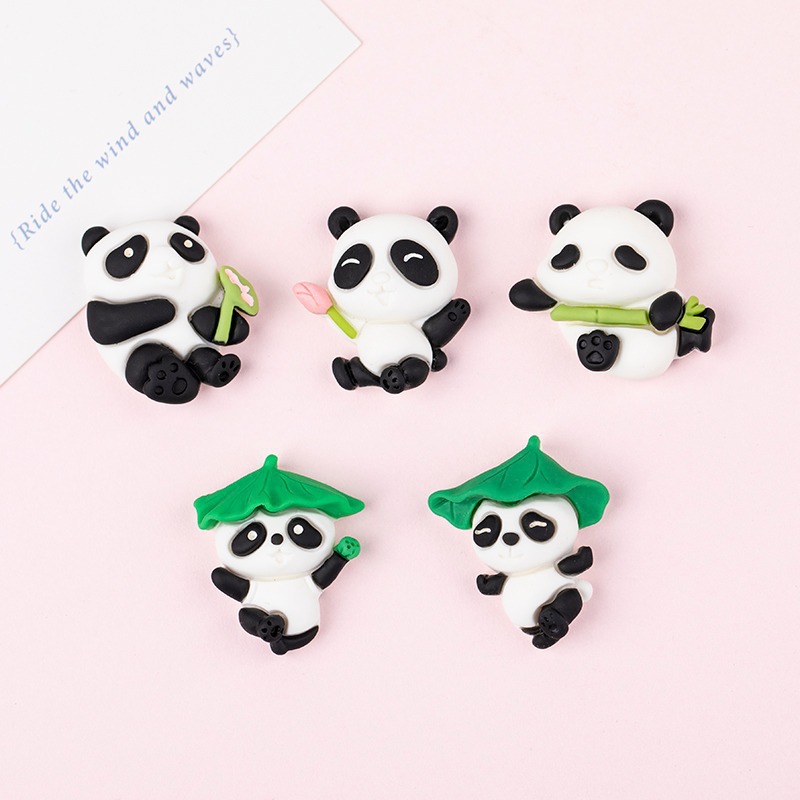 New resin accessory cartoon panda diy cream glue phone case patch children's hair accessory storage box decoration