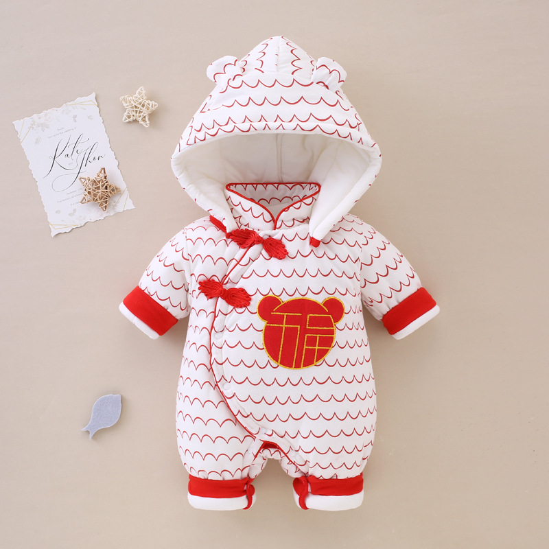 Newborn one-piece suit for autumn and winter, baby one-piece warm and thick one-piece suit, baby one-piece suit delivery details Picture