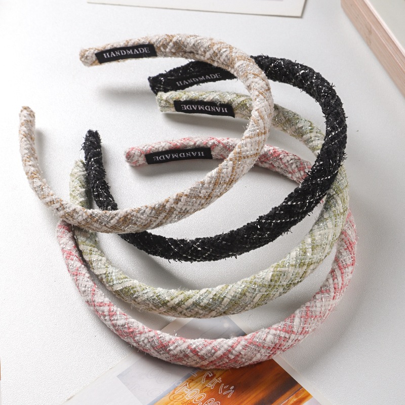 Pastoral chanel-style fabric hair band for girls, sweet and girlish hair accessory, high-end face-washing and hair-pressing hairpin, high top headband details Picture