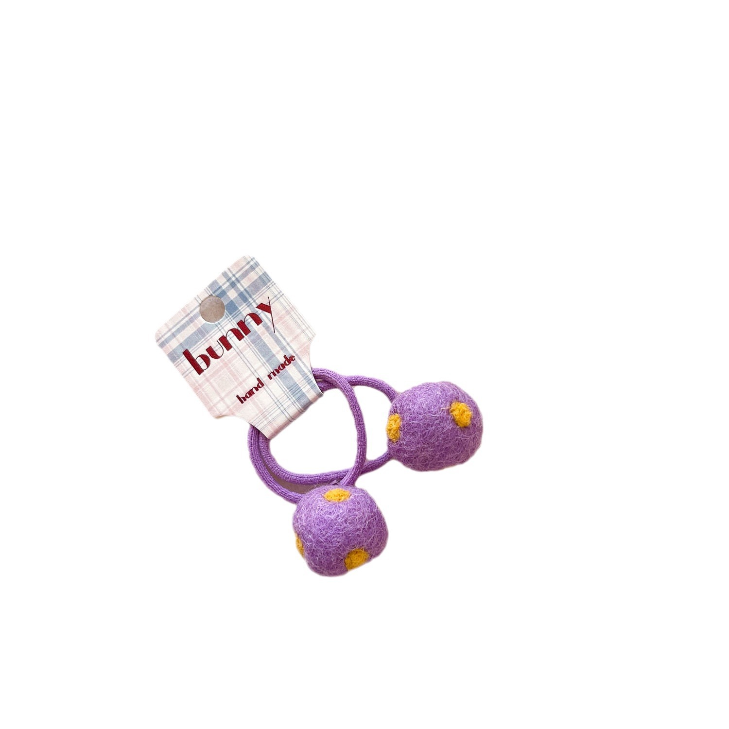 Korean-style simple wool felt dot ball baby hair band, children's rubber band matching, cute girls' hair-safe headwear Item Picture