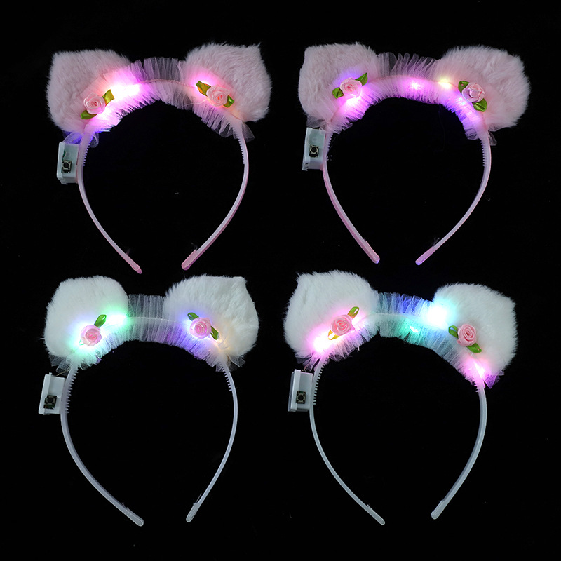 新款发光猫猫头发箍闪灯可爱发箍女生小礼物闪光耳朵景点热卖头饰