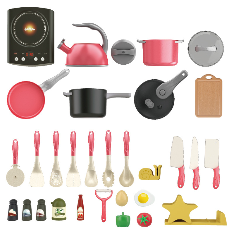 Cross-border explosive children's kitchen play home simulation large toy kitchen cooking cooking boys and girls treasure induction cooker Item Picture