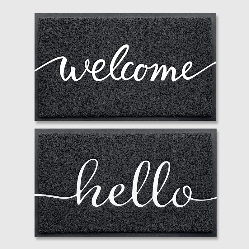 亚马逊跨境hello/welcome入户进门口垫丝圈地垫蹭土脚垫地毯地垫