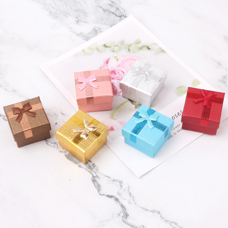 Korean Custom Mixed Color Bow Paper Ring Necklace Jewelry Packaging Display Storage Box Gifts details Picture