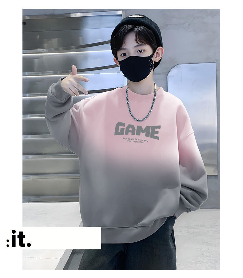 2025新款男童秋款童装帅气印花中小童上衣扎染圆领百搭大童卫衣男详情12