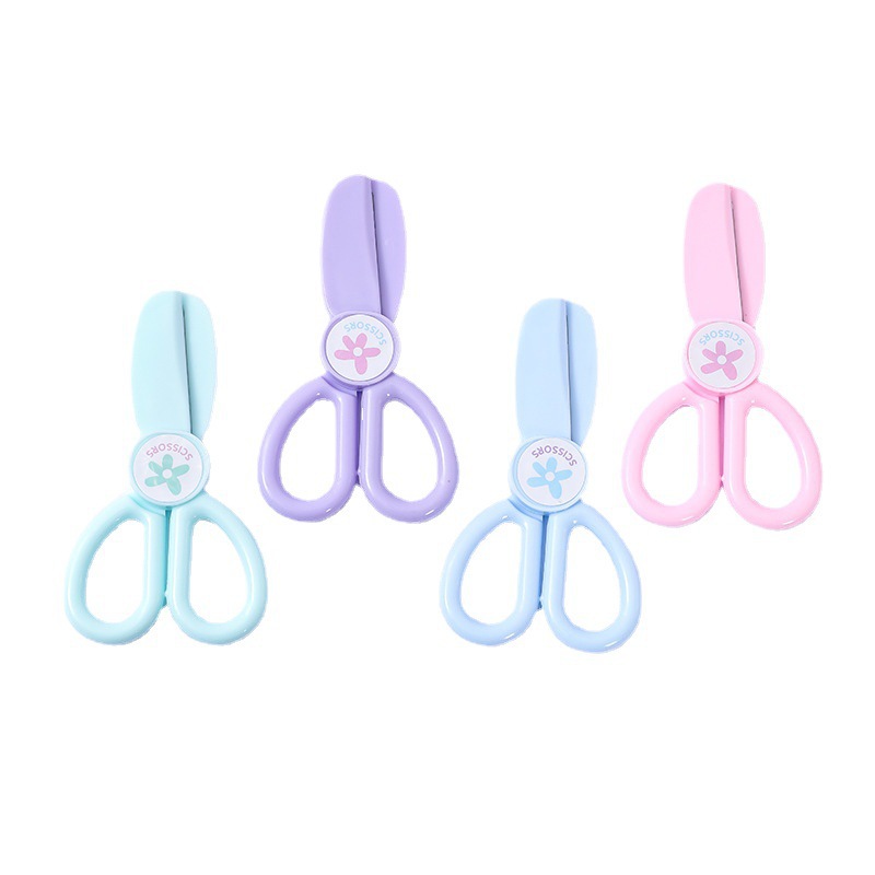 Plastic macaron colored handmade student children's scissors Kindergarten cartoon paper-cutting scissors art stationery scissors Item Picture