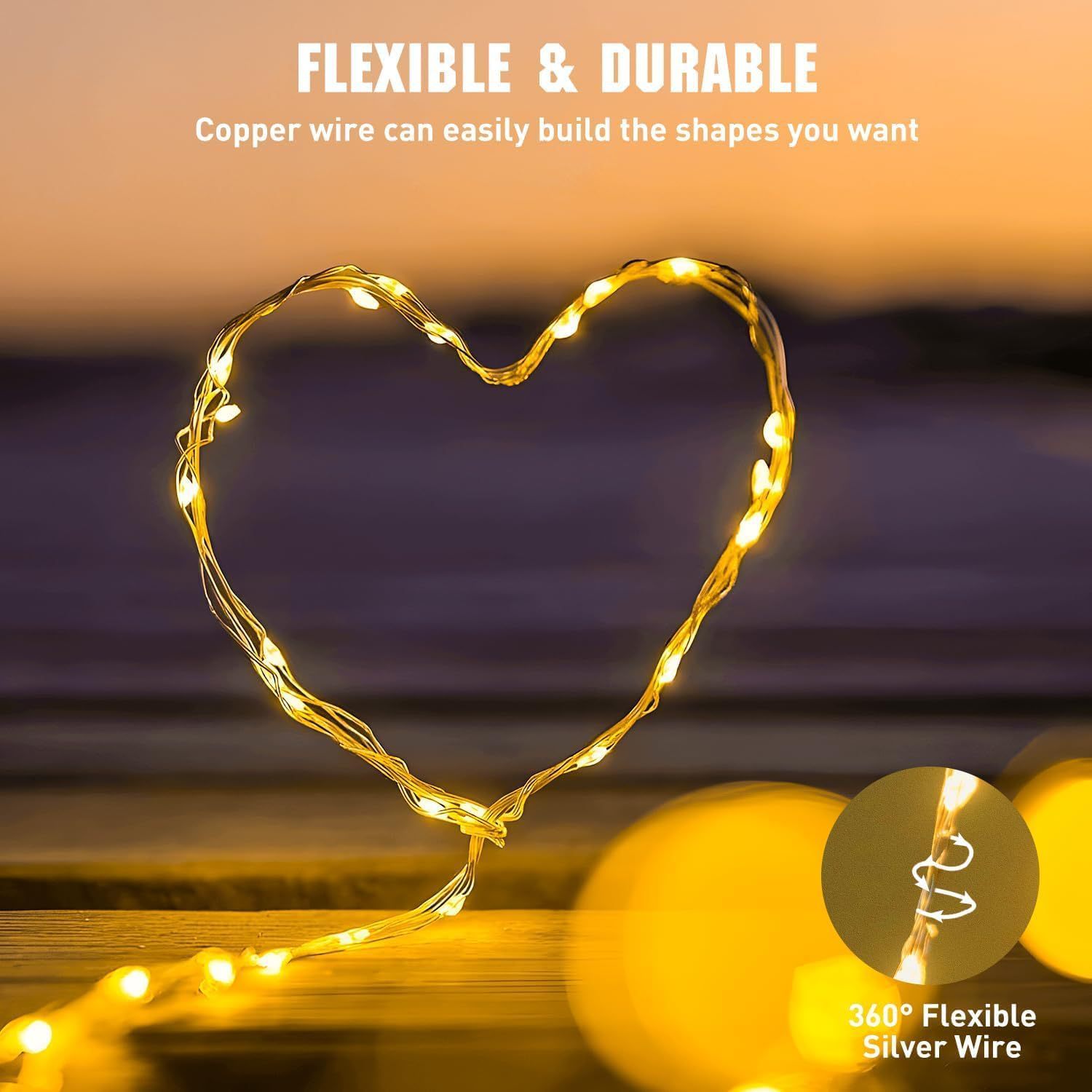 Wholesale of led copper wire lights, battery box lights, string lights, light-emitting light strips, corrugated ball string lights, handicrafts, wound copper wire colored lights Specification image