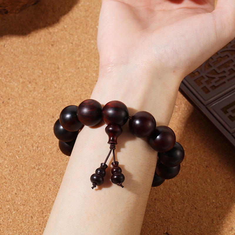 2.0 Indian Lobular Rosewood Buddha Beads Bracelet Men's And Women's Single Circle Disk Play Rosary Bracelet Car Pendant Accessories details Picture