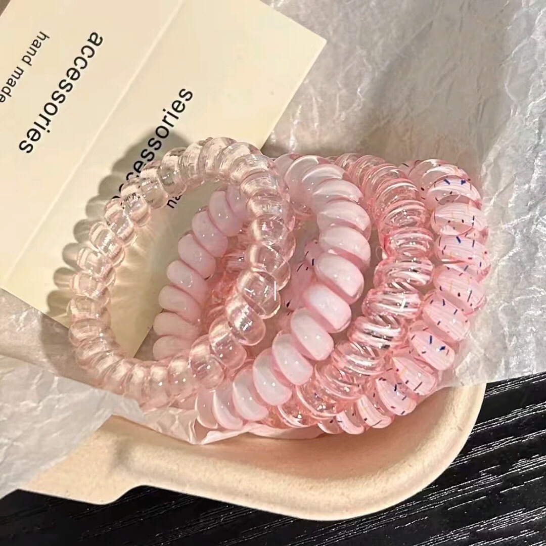 Ins-style summer jelly color telephone line hair band for girls, seamless, high-elasticity, versatile, simple and non-damaging hair accessory Specification image