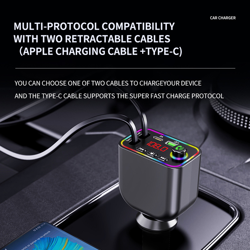 Y4工厂批发车载mp3 蓝牙fm发射器 私模快充车载充电器 跨境新品详情23