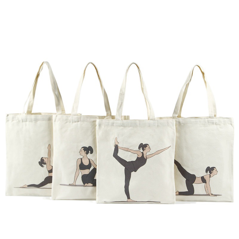 In-stock direct supply canvas bags, yoga pose handbags, women's storage shopping bags, advertising personalized promotional cotton bags Item Picture