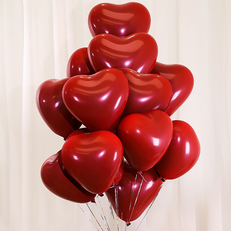 批发石榴红爱心气球婚庆生日派对装饰用品2.2g双层宝石红心形气球详情图2