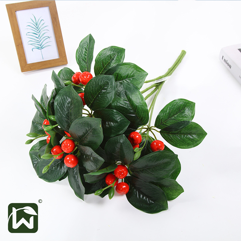 Wholesale of artificial green plants, "Prosperity Red Fruit" decorative plants, table flowers, engineering greening grass, and outdoor landscaping details Picture