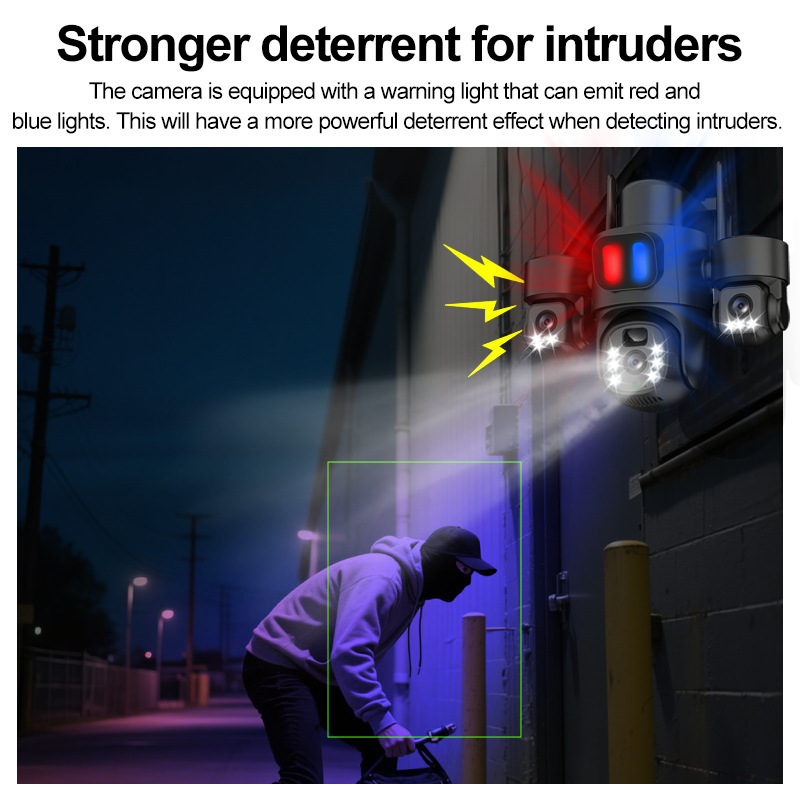 Cross-border exclusive three-screen three-lens rotating surveillance camera with no blind spots, solar-powered surveillance camera, outdoor waterproof Specification image