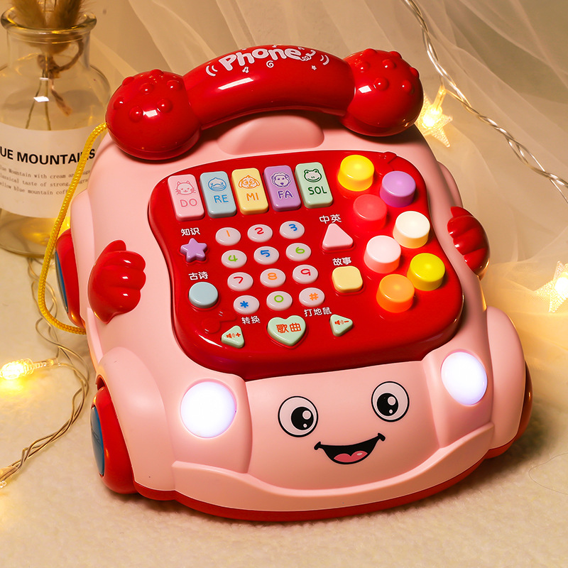 New children's telephone toy car with lighting and music, bilingual learning machine in Chinese and English, storytelling simulation landline Specification image