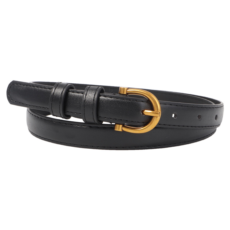 Manufacturers Spot Fine Belt Super Good To Take A Small Black Belt Simple Retro Gold Jeans With Ins Wind Korean Women Item Picture