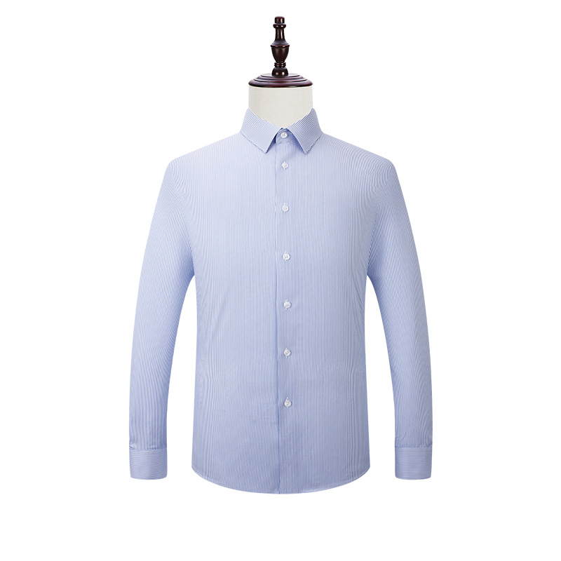 Modal bamboo fiber men's long-sleeved striped shirt for spring and autumn, a high-end business casual multi-color shirt Item Picture