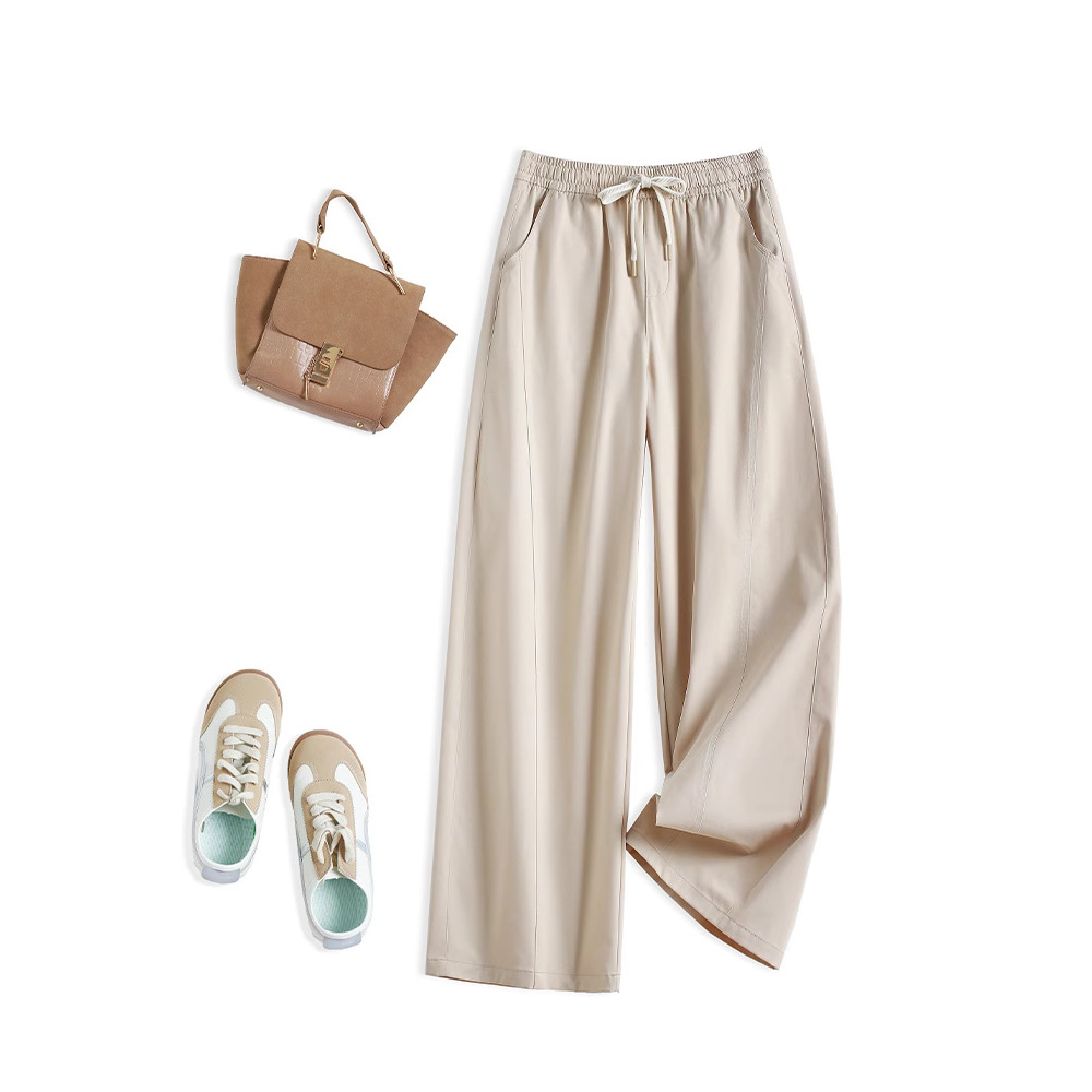 New Spring/Summer 2025 sickle pants, pink versatile wide-leg pants, women's banana pants, high-waisted drape women's curved knife pants Item Picture