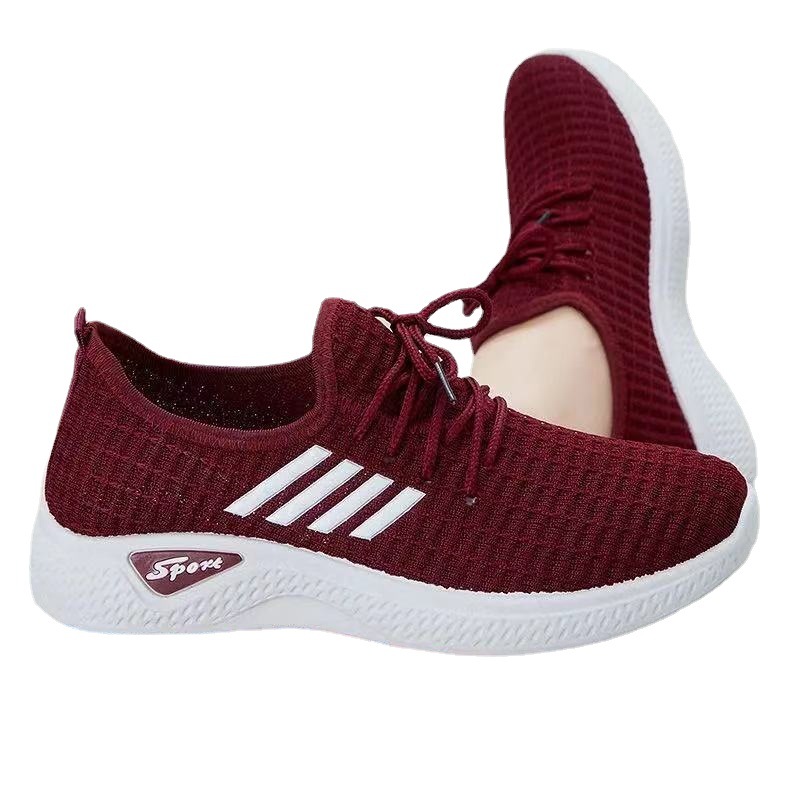2024 New Flying Weaving Female Sports Shoes Spring And Summer Soft Sole Casual Mother Shoes Mesh Low Top Running Student Shoes Item Picture
