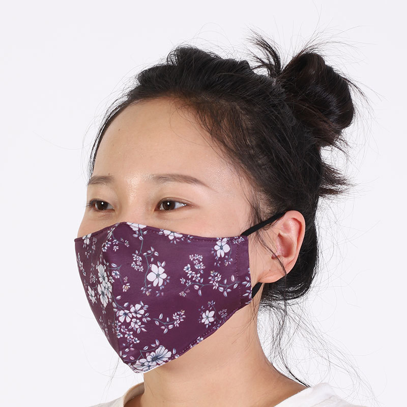 Cross border fashion Amazon flower Breathable cloth mask ice silk adult dust wash sunscreen mask hanging ear filter Specification drawing