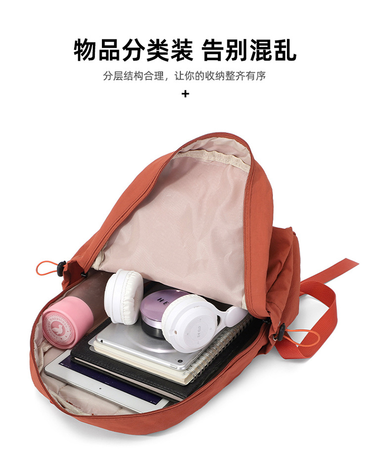 跨境日系抽绳轻便双肩背女百搭通勤上课学生书包户外运动休闲背包详情13