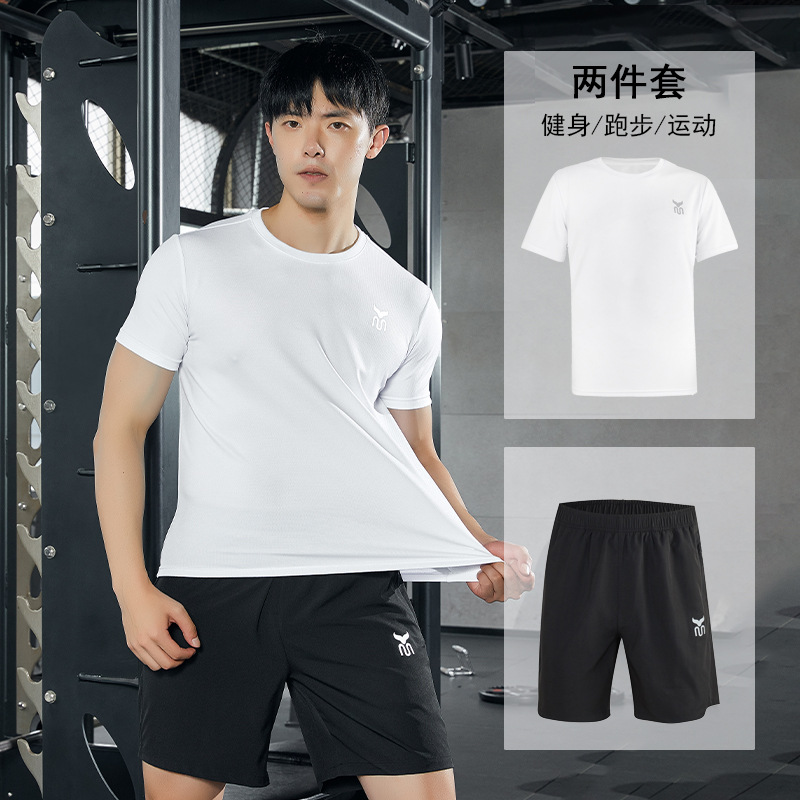 Sports Quick-Drying Set Two Sets Men's Short-Sleeved Casual Wear Running Wear Fitness Wear Summer Quick-Drying T-Shirt details Picture