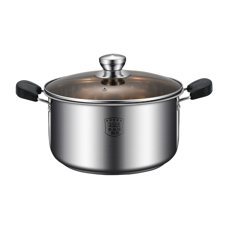 Household stainless steel soup pot, commercial 304 stewing pot for making soup, stewing meat, boiling soup, steaming and instant noodles, small pot, gas induction cooker Item Picture