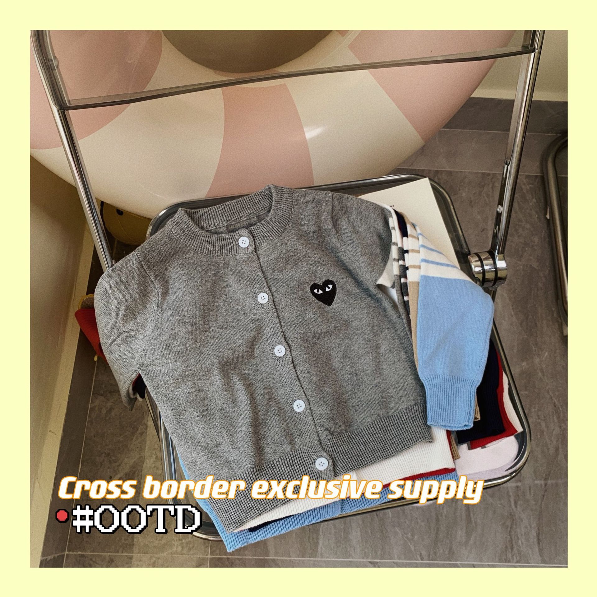 Children's sweater cardigan 2022 Trendy brand knitted cardigan for boys and girls, Japanese-style baby love cardigan mini coat, cross-border exclusive supply Specification image