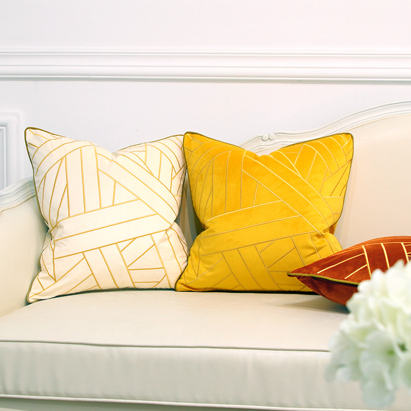Nordic Modern Simple Italian Light Luxury Sand Cushion Pillow Cover Dutch Embroidery Waist Pillow Back Cover details Picture