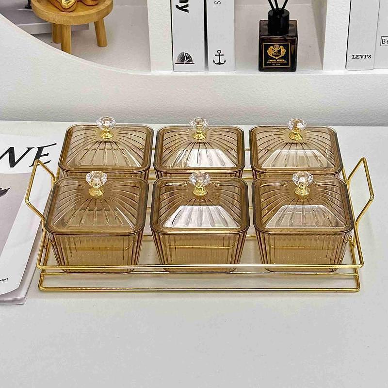 1 Fruit plate for home living room, coffee table, snacks, candies, pastries, nuts, divided into compartments, snack plates, and two-compartment dried fruit plates details Picture