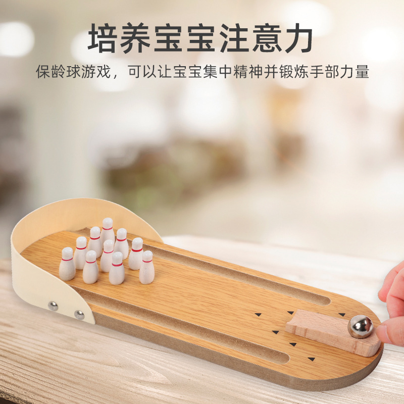 Amazon mini bowling, children's educational wooden toys, interactive tabletop games for young children and parents, wholesale cross-border Amazon best-selling products, simulation mini children's toys, classic tabletop toys Specification image