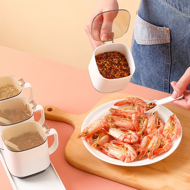 Household seasoning jar set, salt and monosodium glutamate seasoning box, kitchenware, covered storage box, seasoning jar with multiple compartments details Picture