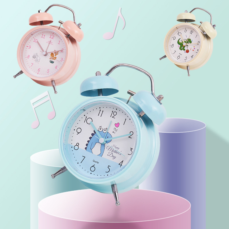 New Student Alarm Clock Cute Style Bell Bell Mute Bedside Clock With Light 4 