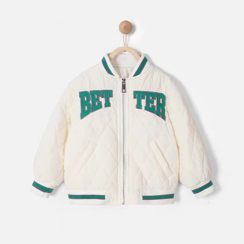 Children's diamond-patterned Korean-style baseball jackets and cotton-padded jackets for small and medium-sized children, thickened in winter, and the trend of cotton-padded jackets for boys, girls and babies Specification image