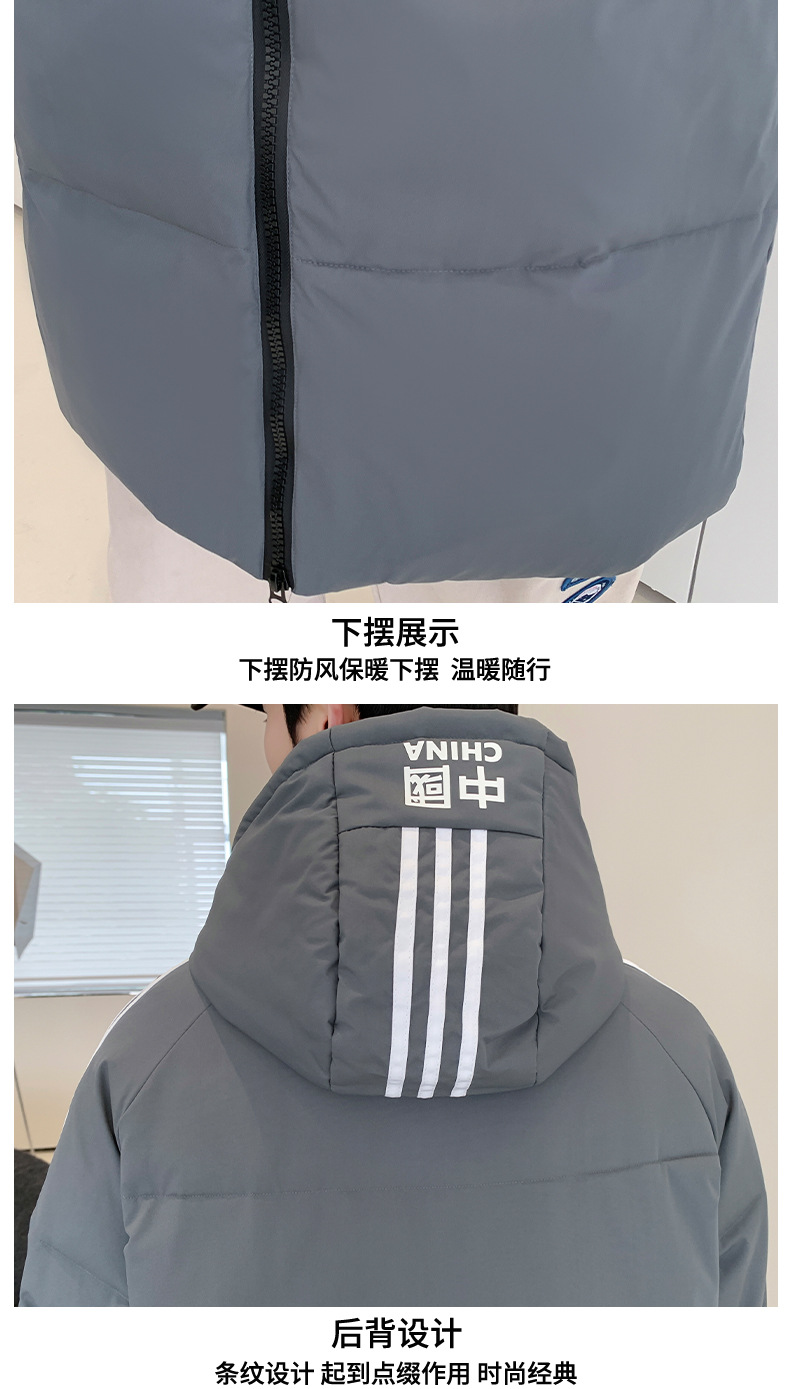 白鸭绒羽绒服男冬季国潮宽松连帽韩版情侣外套充绒防寒加长防风详情42