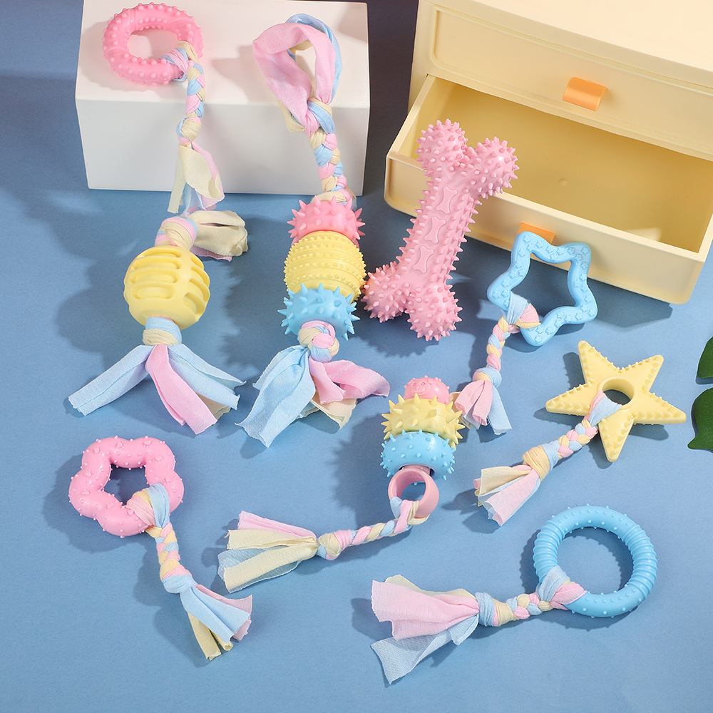 New dog toys, pet cotton knotted toys, fabric strips, durable teeth, durable bones, best-selling bone toy products