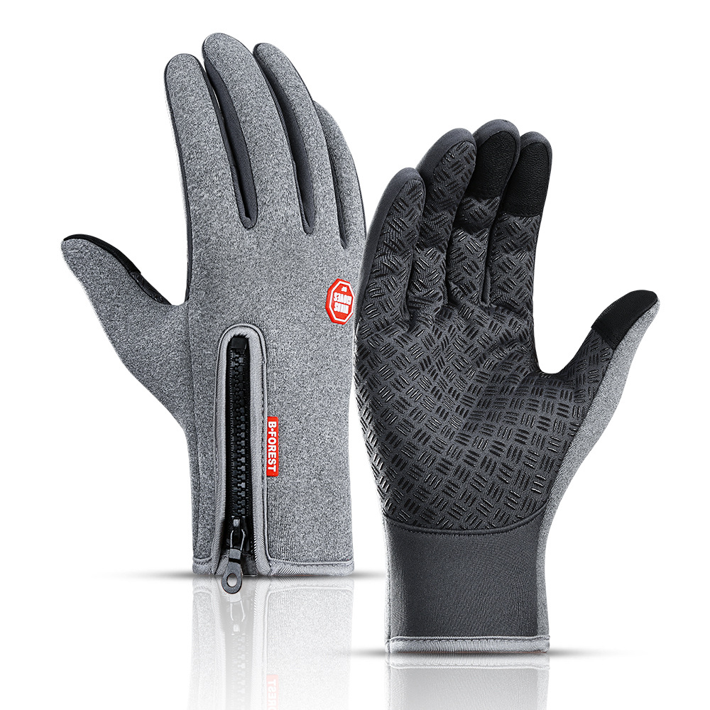 Wholesale of men's fleece touch screen warm ski and bicycle cycling gloves for outdoor autumn and winter sports Item Picture