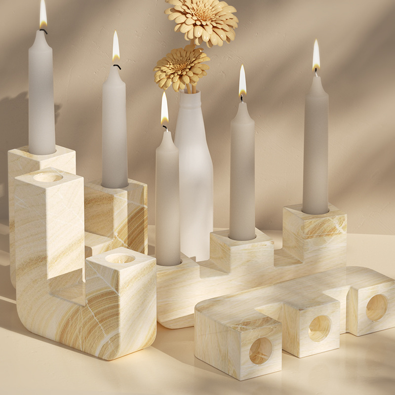 Crystal resin resin mirror surface stepped candlestick, silicone mold, diy gypsum candlestick stand, display table, handicrafts and ornaments Application Scenario