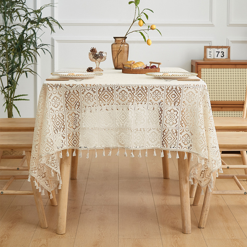 Chu Rou American retro style tablecloth, modern, simple, fashionable, creative, elegant and high-end, rectangular tablecloth, knitted atmosphere decoration, cross-border wholesale, anti-slip Specification image