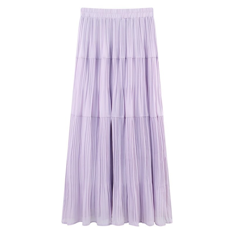 2025 High-waisted fairy dress, pleated skirt, long dress, gentle style, purple half skirt, women's spring and summer temperament, versatile skirt Item Picture