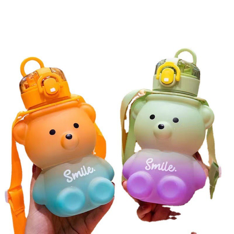 Frosted Bear Kettle Cartoon Girl Summer Cute Student Sippy Cup Cute Kids Water Cup With Lid With Carrier Item Picture