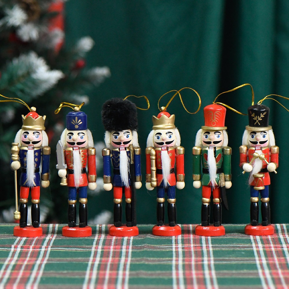 5in style, new product in stock, 13CM nutcracker case, six red, blue and green guard of honor, Christmas decoration small ornament details Picture