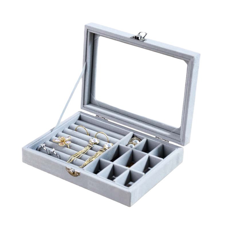 首饰盒/一次性透明首饰盒/悬浮盒/包装/绒布首饰盒白底实物图