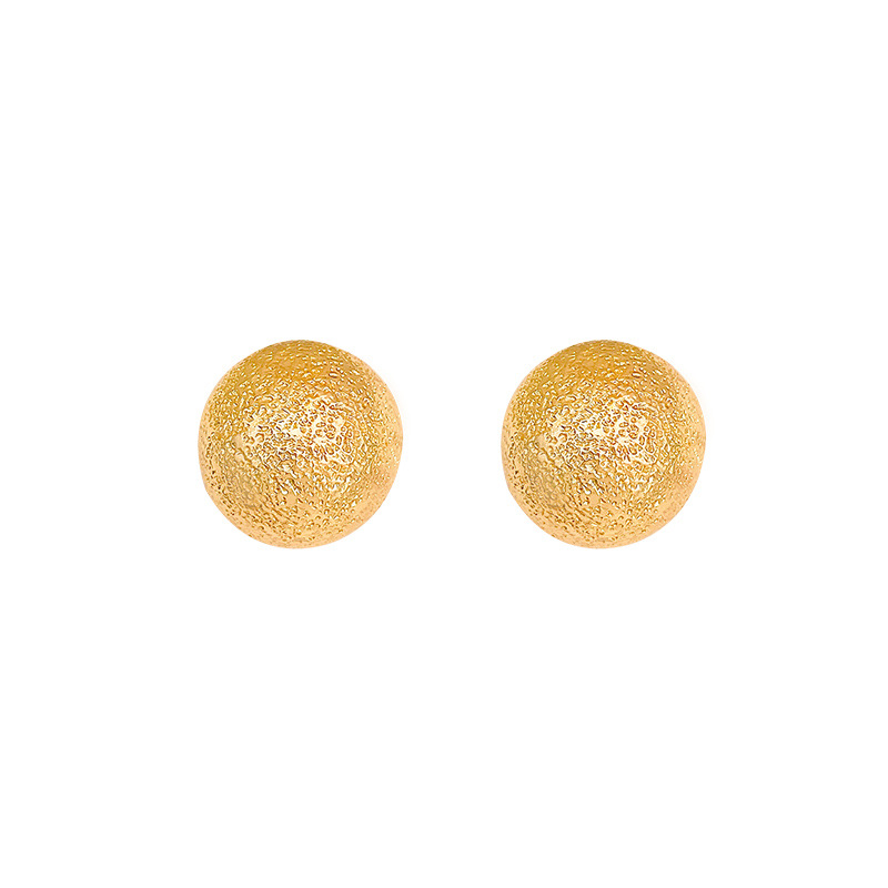 Retro Hong Kong-style golden texture ball earrings, simple and niche, versatile bestseller stud earrings, high-end and elegant earrings for women Item Picture